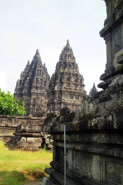Yogyakarta Indonesia Mayo 2021 Edificio Histórico Del Templo Prambanan Con —  Fotos de Stock