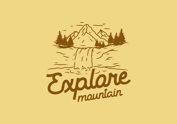 Explore Mountain Vintage Illustration Drawing Design — Stock Vector