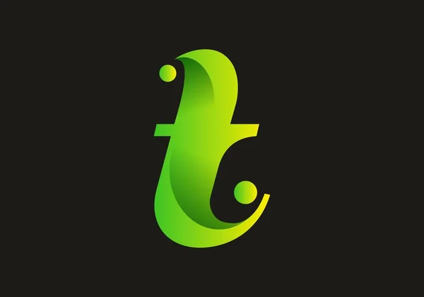 Green Yellow Gradient Color Initial Letter Design — 스톡 벡터