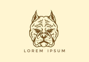 Kahverengi pitbull başı çizim tasarımı