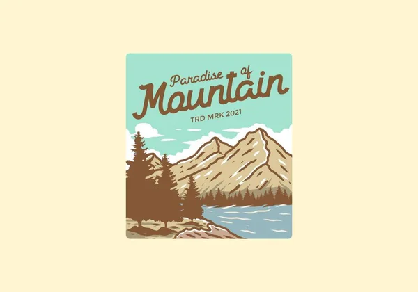 Paradies Der Berge Illustration Zeichnung Design — Stockvektor