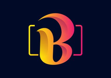 B ilk harf tasarımının sarı pembe gradyan rengi