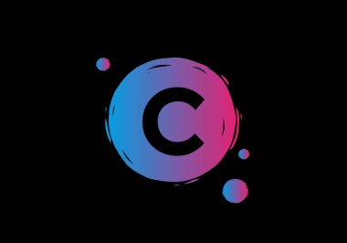 Purple blue gradient color of C initial letter design