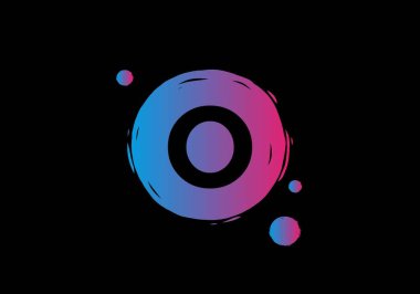 Purple blue gradient color of O initial letter design