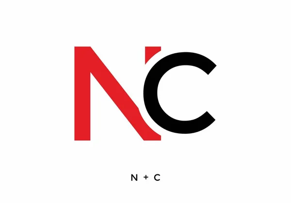 Nc初始字母设计的红色和黑色 — 图库矢量图片