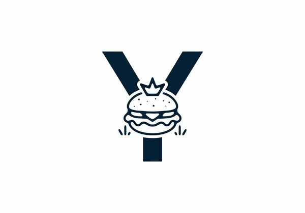 Σχήμα Συγχώνευσης Του Αρχικού Γράμματος Σχέδιο Burger Και Κορώνας — Διανυσματικό Αρχείο