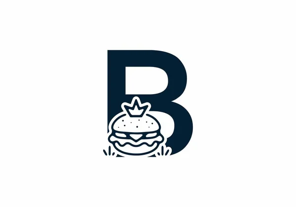 Verschmelzungsform Des Anfangsbuchstabens Mit Burger Und Krone Design — Stockvektor