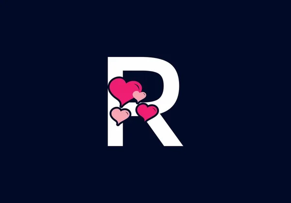 Vit Rosa Färg Första Bokstaven Med Kärlek Symbol Design — Stock vektor