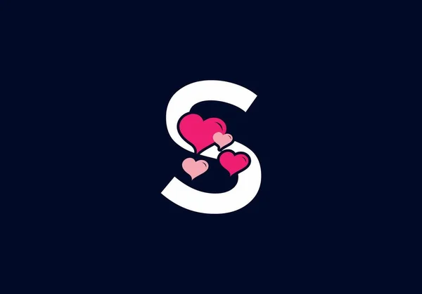 White Pink Color Initial Letter Love Symbol Design — Stock Vector