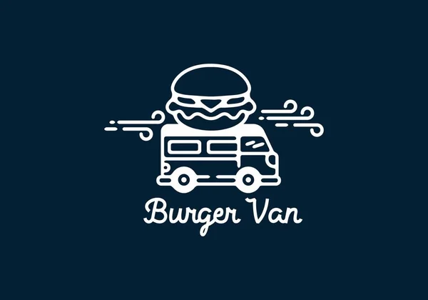 Burger Van Línea Arte Ilustración Diseño — Vector de stock