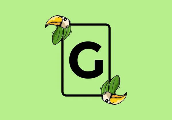 Harfli Yeşil Kuş Ilk Harf Tasarımı — Stok Vektör