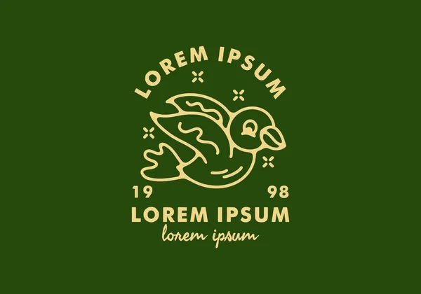 Linia Sztuki Latający Ptak Lorem Ipsum Tekstowy Projekt — Wektor stockowy