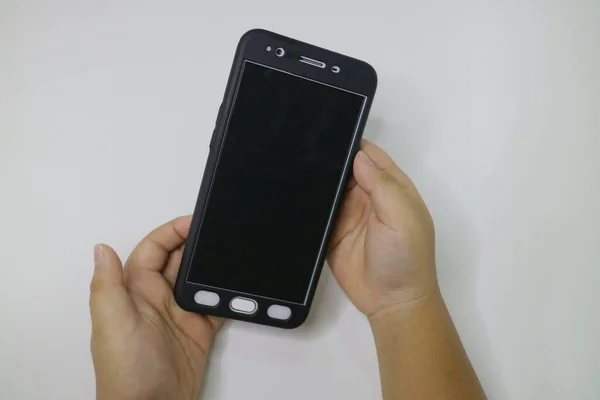 Witte Kleur Van Smartphone Met Zwarte Case Foto — Stockfoto