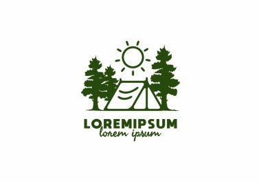 Orman hattı sanat tasarımında kamp yapmak.