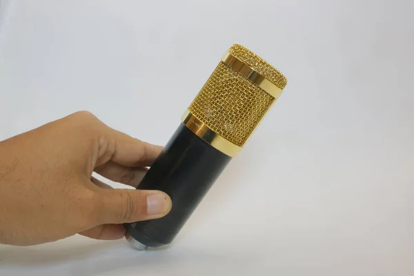 Colore Oro Nero Del Microfono Condensatore Foto — Foto Stock