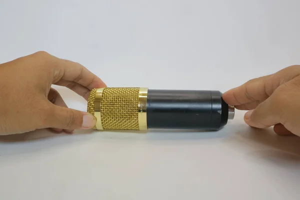 Gold Black Color Condenser Microphone Photo — Stock Photo, Image