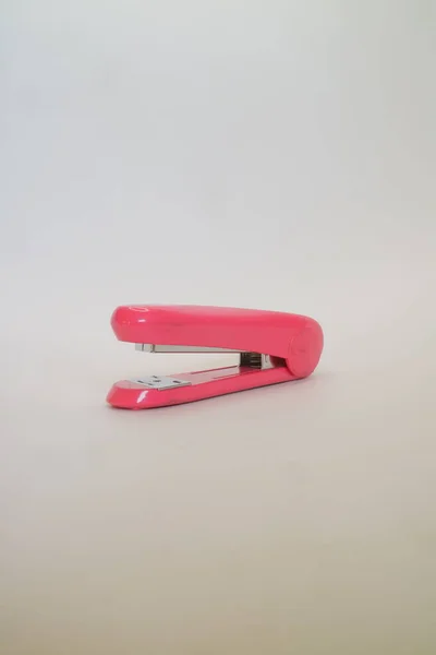 Pink Color Big Stapler White Isolated Background Photo — Stock Photo, Image