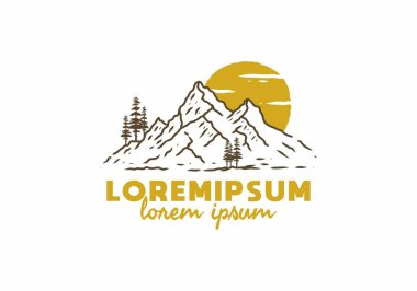 Ilorem ipsum metin tasarımı ile dağ çizgisi çizimi