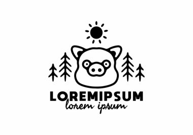 Ilorem ipsum metin tasarımlı domuz kafası sanatı