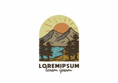 Göl ve dağ tasarımı çizimleri