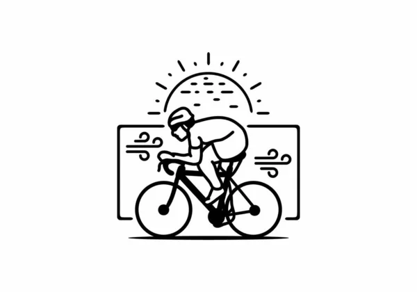 Homme Sur Route Vélo Ligne Art Illustration Conception — Image vectorielle