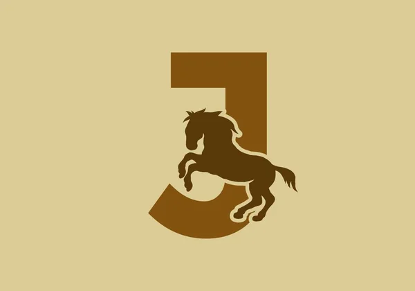 Initiële Letter Met Paardenvorm Ontwerp — Stockvector