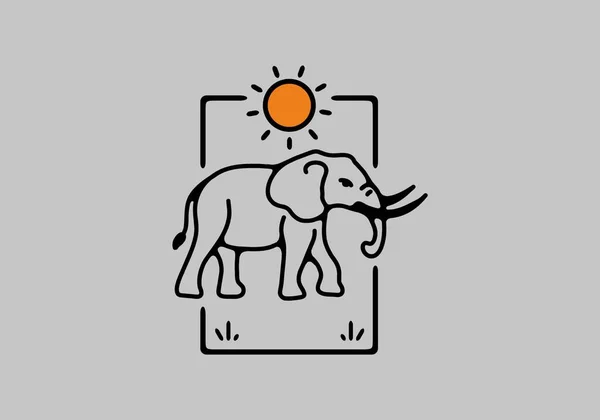 象のデザインのラインアートイラスト — ストックベクタ