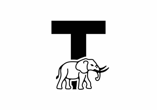 Lettera Iniziale Con Forma Elefante Linea Art Design — Vettoriale Stock