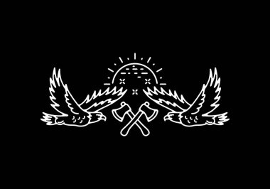 Uçan kartal tasarımının çizgi çizimi