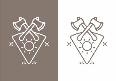 Kamp baltası tasarımının çizgi çizimi