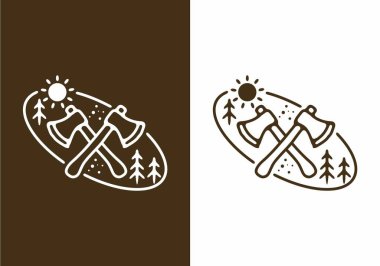 Kamp baltası tasarımının çizgi çizimi