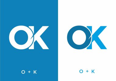 OK ilk harf tasarımının mavi rengi