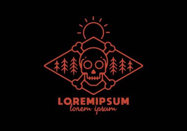 Çam ağaçları dizaynlı kafatası ve kemik çizgisi