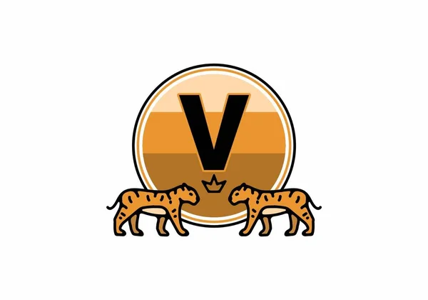 Vの頭文字デザインの虎線画2点 — ストックベクタ