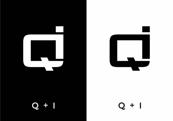 Qi初期文字デザインの黒と白 — ストックベクタ