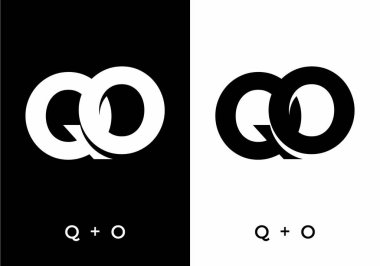 QO ilk harf tasarımının siyah ve beyaz rengi