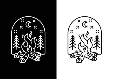 Şenlik ateşi tasarımının siyah beyaz çizgisi