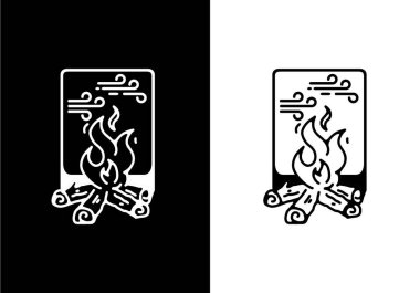 Şenlik ateşi tasarımının siyah beyaz çizgisi