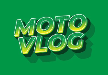 Moto vlog. Moda dijital içeriği için mükemmel yarım ton detayına sahip 3D harf dizaynı