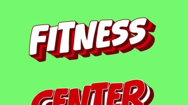 Parlak yeşil arkaplanda 3D hareket metin efekti okuma Fitness Merkezi