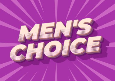 Cesur bir retro metin mens seçimi mor arkaplan, canlı pop sanat tarzı