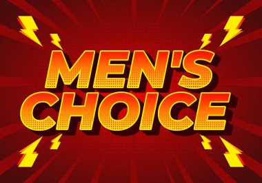 Cesur bir komedyen erkek seçim metnini kırmızı ve sarı renkte seçer.