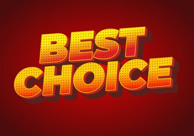 Kalın bir 3D sarı ve turuncu yarım ton metin, koyu kırmızı arkaplan, retro komik tarzı, güçlü gölgeler üzerine en iyi seçimi okuyor