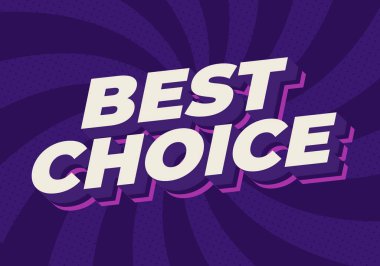 Krem rengi 3D harfler, mor spiral arkaplan ve pembe gölgeler içeren kalın bir pop sanat grafiği.