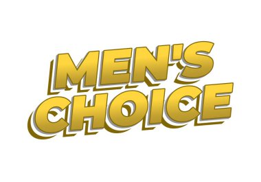 Beyaz arkaplanda deniz mavisi, mercan ve deniz gölgeleri olan koyu krem harflerle erkek seçimleri okuyan bir Retro 3d katmanlı tipografik resim.