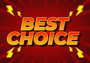 En iyi sarı ve kırmızı renkli kalın çizgi roman başlığı yarım tonlu, radyal patlamalı arka plan ve şimşekler, yüksek kontrastlı tanıtım grafikleri.