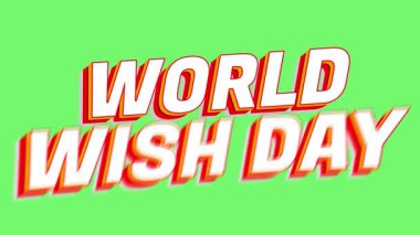 Kalın 3D hareketli animasyon metni okuma günü beyaz, kırmızı ve turuncu gölgeli parlak yeşil arka plan, retro pop sanatları tarzı tatil afişi