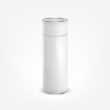 Çay veya kahve izole vektör çizim için beyaz teneke kutu ambalaj kapsayıcı