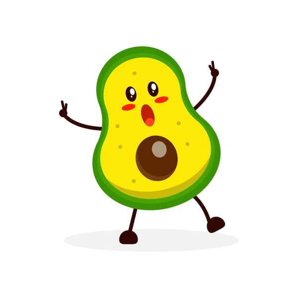 Avocado Χαριτωμένο Χαρακτήρα Πολύ Χαρούμενος Αυτή Εικόνα Ιδανικό Για Παιδιά — Διανυσματικό Αρχείο