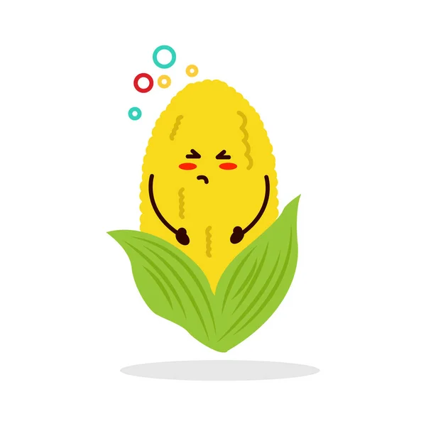 Kukuřice Roztomilý Charakter Smutný Ilustrace Ideální Pro Animaci Děti — Stockový vektor